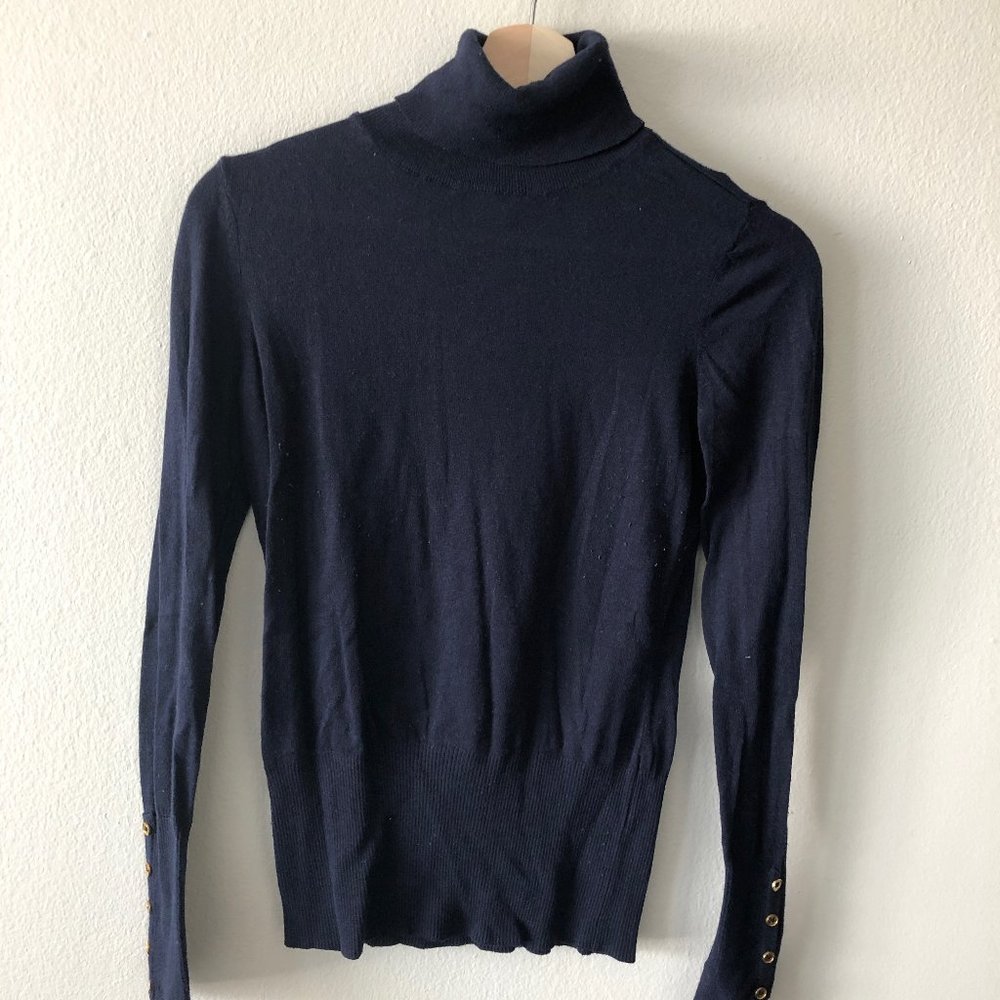 Forever 21 Navy Turtleneck Sweater w/Gold Buttons
